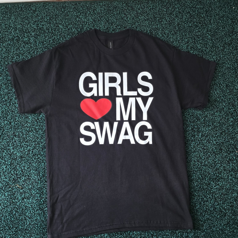 Women Gildan Black Tee with Bold Graphic